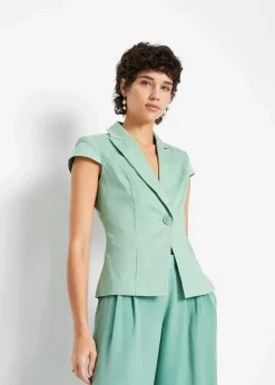 Hot Kurzarm Blazer aus Baumwollsatin Damen Bekleidung·Basics|Blazer