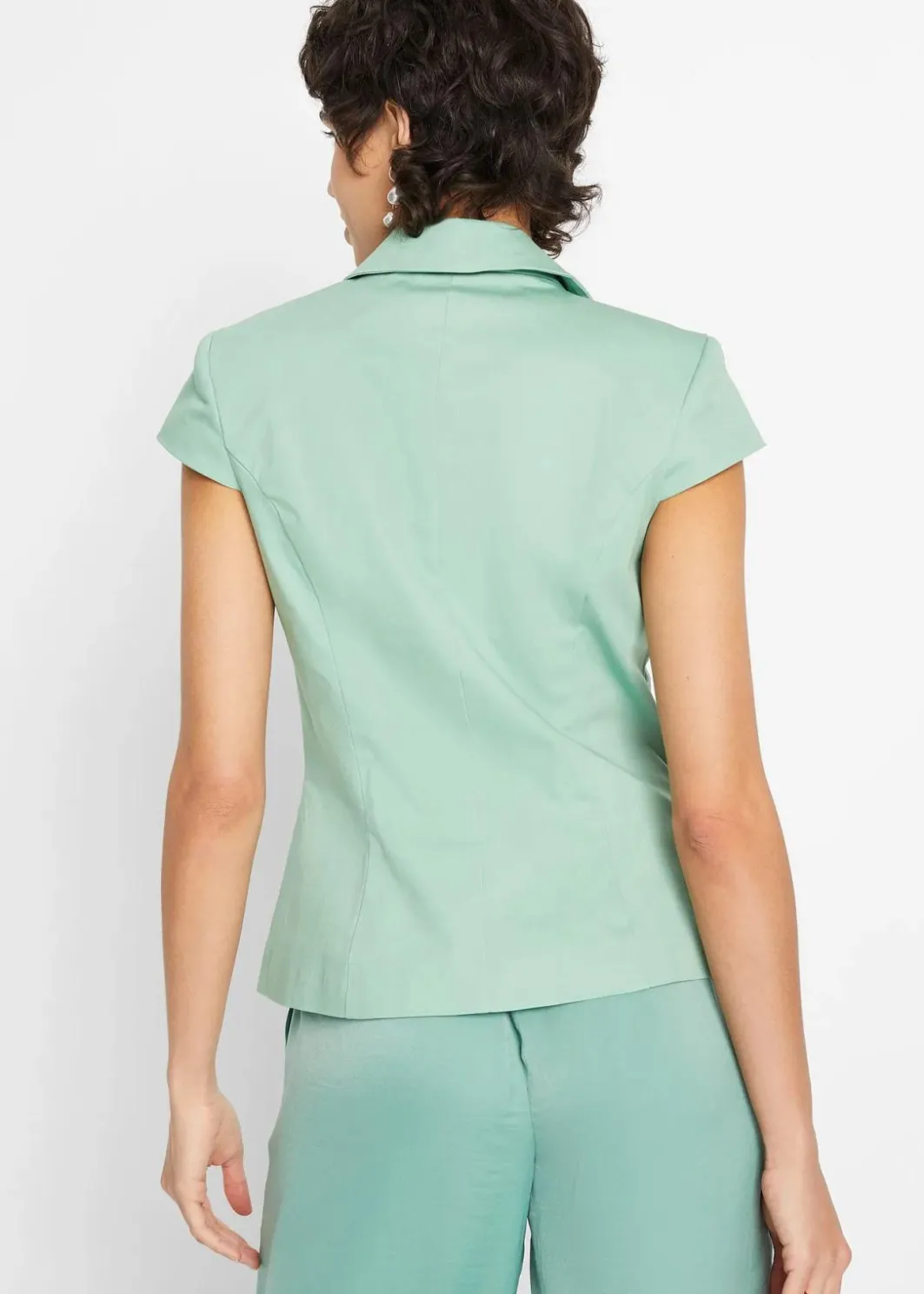 Hot Kurzarm Blazer aus Baumwollsatin Damen Bekleidung·Basics|Blazer