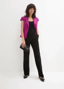 Hot Kurzarm Blazer aus Baumwollsatin Damen Blazer|Bekleidung·Basics