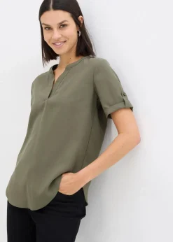 Damen bonprix Bekleidung·Jacken & Mäntel|Blusen & Tuniken|Kurzarmbluse aus festem Viskose-Mix