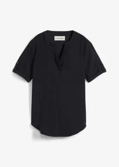 Clearance Kurzarmbluse aus festem Viskose-Mix Damen Blusen & Tuniken|Bekleidung·Jacken & Mäntel