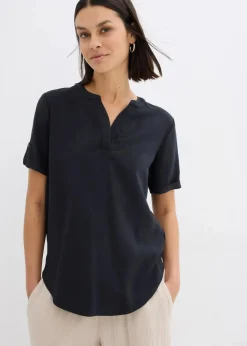 Clearance Kurzarmbluse aus festem Viskose-Mix Damen Blusen & Tuniken|Bekleidung·Jacken & Mäntel