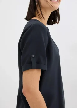 Clearance Kurzarmbluse aus festem Viskose-Mix Damen Blusen & Tuniken|Bekleidung·Jacken & Mäntel