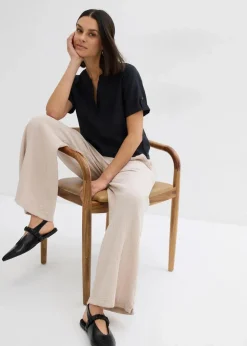 Clearance Kurzarmbluse aus festem Viskose-Mix Damen Blusen & Tuniken|Bekleidung·Jacken & Mäntel