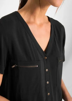 Discount Kurzarmbluse aus fließender Viskose Damen Nachhaltigere Materialien|Blusen & Tuniken