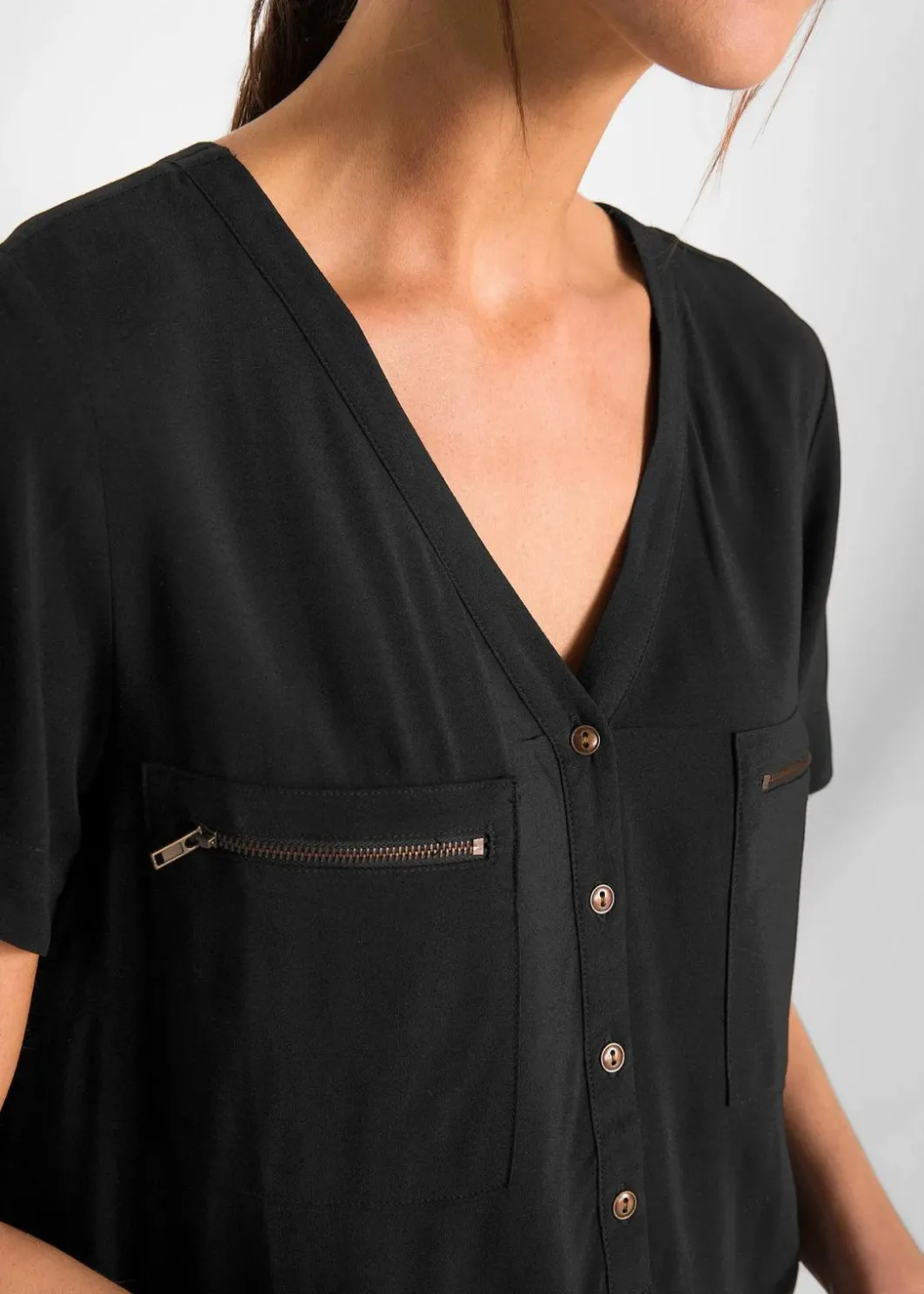 Discount Kurzarmbluse aus fließender Viskose Damen Nachhaltigere Materialien|Blusen & Tuniken