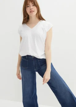 Damen bonprix Bekleidung·Jacken & Mäntel|Blusen & Tuniken|Kurzarmbluse aus fließender Viskose