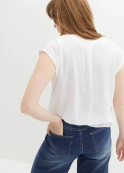 Damen bonprix Bekleidung·Jacken & Mäntel|Blusen & Tuniken|Kurzarmbluse aus fließender Viskose