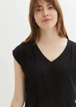 Damen bonprix Nachhaltigere Materialien|Blusen & Tuniken|Kurzarmbluse aus fließender Viskose