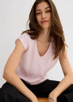 Sale Kurzarmbluse aus glänzendem Satin Damen Bekleidung·Jacken & Mäntel|Blusen & Tuniken