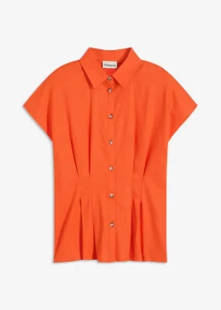 New Kurzarmbluse aus luftigem Leinen-Mix Damen Bekleidung·Jacken & Mäntel|Blusen & Tuniken