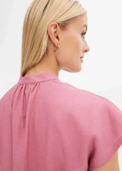 Damen bonprix Blusen & Tuniken|Bekleidung·Jacken & Mäntel|Kurzarmbluse aus luftigem Leinen-Mix