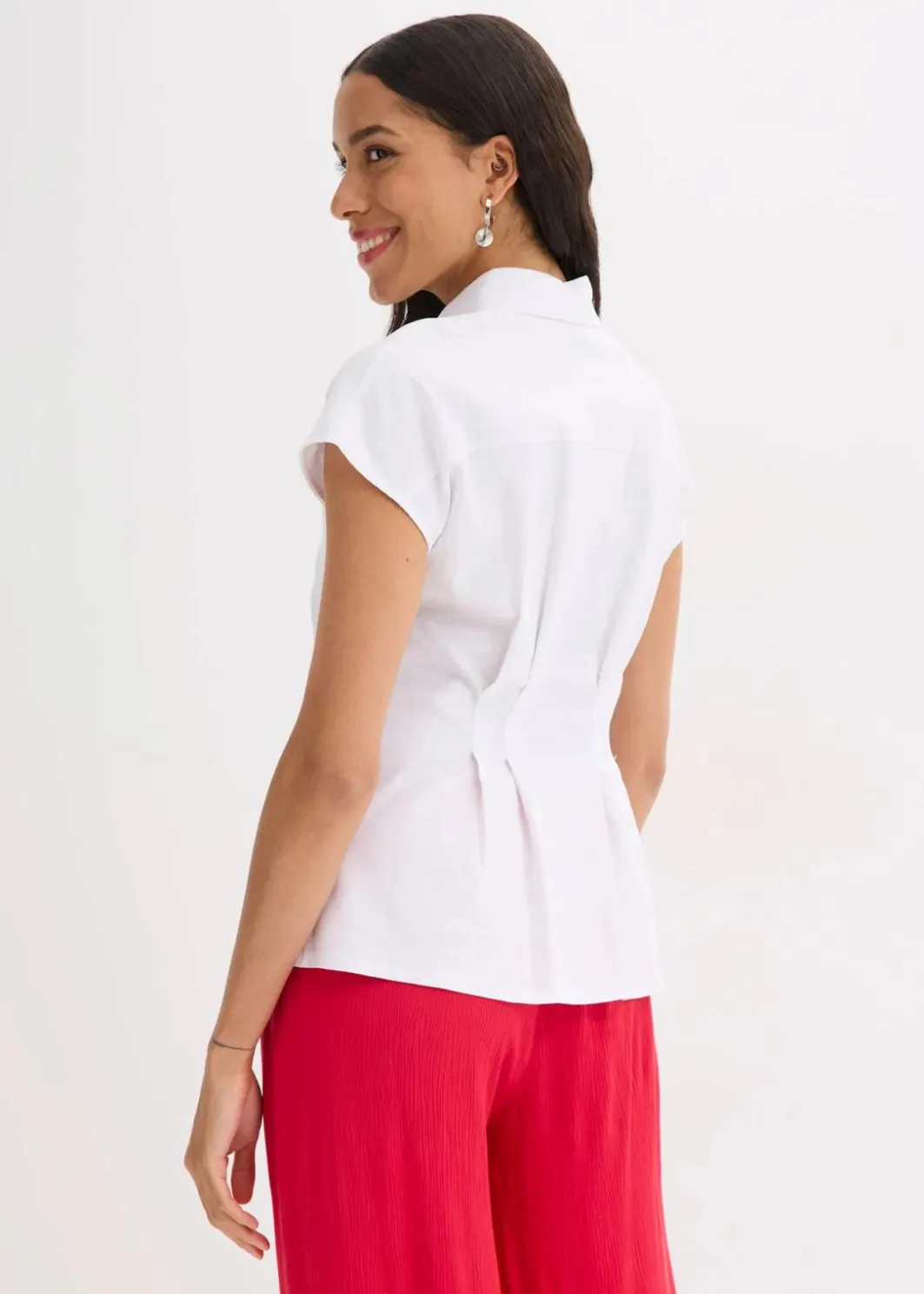 Damen bonprix Blusen & Tuniken|Bekleidung·Jacken & Mäntel|Kurzarmbluse aus luftigem Leinen-Mix