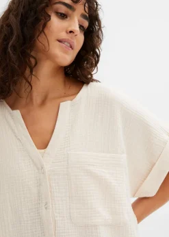 Discount Kurzarmbluse aus Musselin Damen Blusen & Tuniken|Bekleidung·Jacken & Mäntel