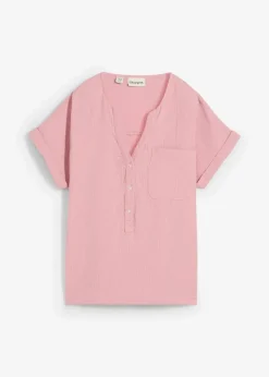 Damen bonprix Blusen & Tuniken|Bekleidung·Jacken & Mäntel|Kurzarmbluse aus Musselin