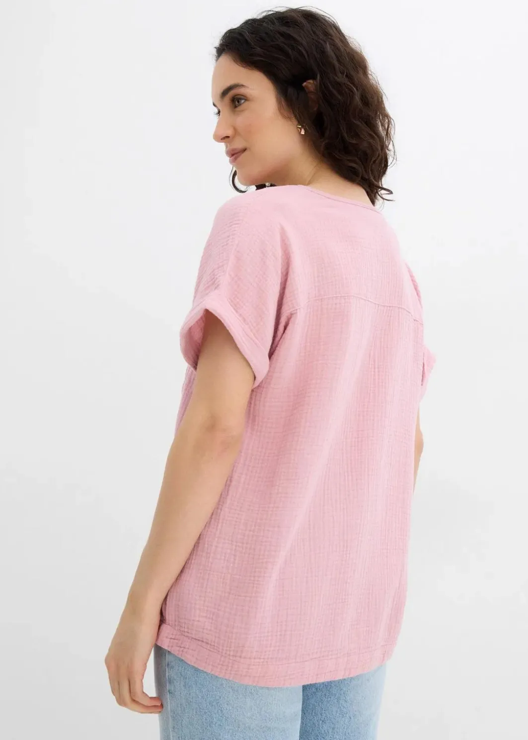 Damen bonprix Blusen & Tuniken|Bekleidung·Jacken & Mäntel|Kurzarmbluse aus Musselin