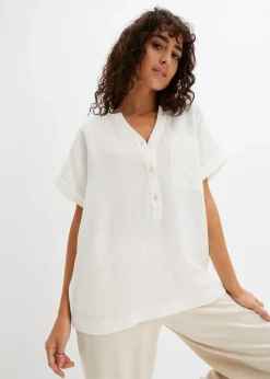 Hot Kurzarmbluse aus Musselin Damen Blusen & Tuniken|Bekleidung·Jacken & Mäntel