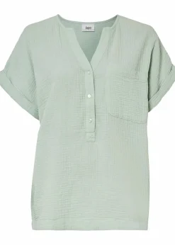 Damen bonprix Blusen & Tuniken|Bekleidung·Jacken & Mäntel|Kurzarmbluse aus Musselin