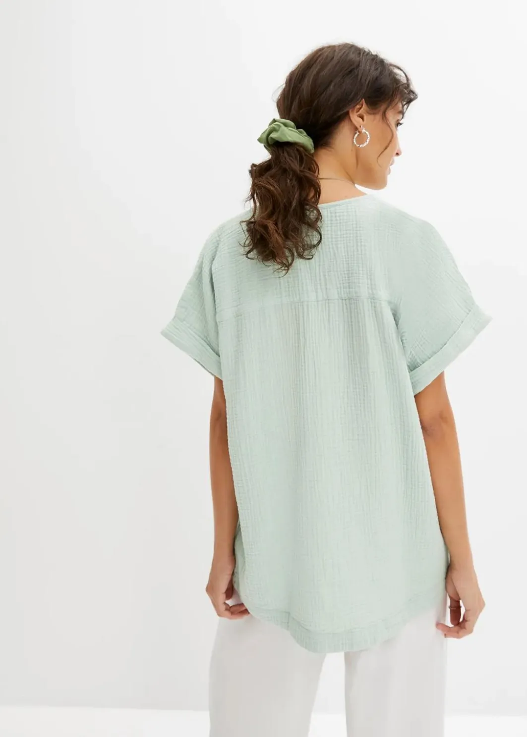 Damen bonprix Blusen & Tuniken|Bekleidung·Jacken & Mäntel|Kurzarmbluse aus Musselin