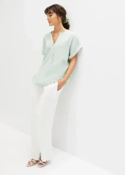 Damen bonprix Blusen & Tuniken|Bekleidung·Jacken & Mäntel|Kurzarmbluse aus Musselin
