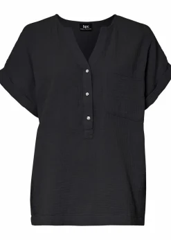 Outlet Kurzarmbluse aus Musselin Damen Bekleidung·Jacken & Mäntel|Blusen & Tuniken