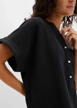 Outlet Kurzarmbluse aus Musselin Damen Bekleidung·Jacken & Mäntel|Blusen & Tuniken