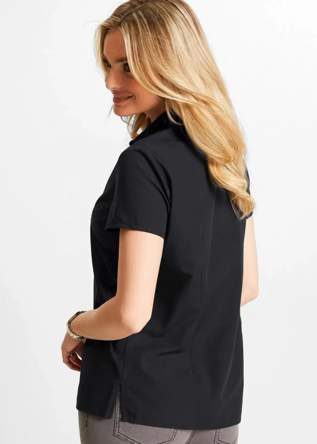 Clearance Kurzarmbluse aus Popeline Damen Blusen & Tuniken|Bekleidung·Jacken & Mäntel