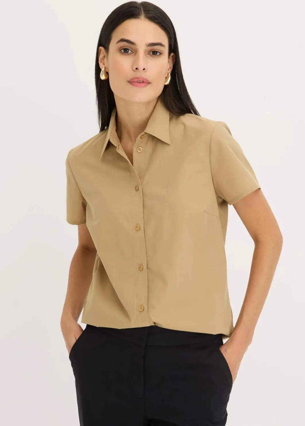 Damen bonprix Blusen & Tuniken|Bekleidung·Jacken & Mäntel|Kurzarmbluse aus Popeline