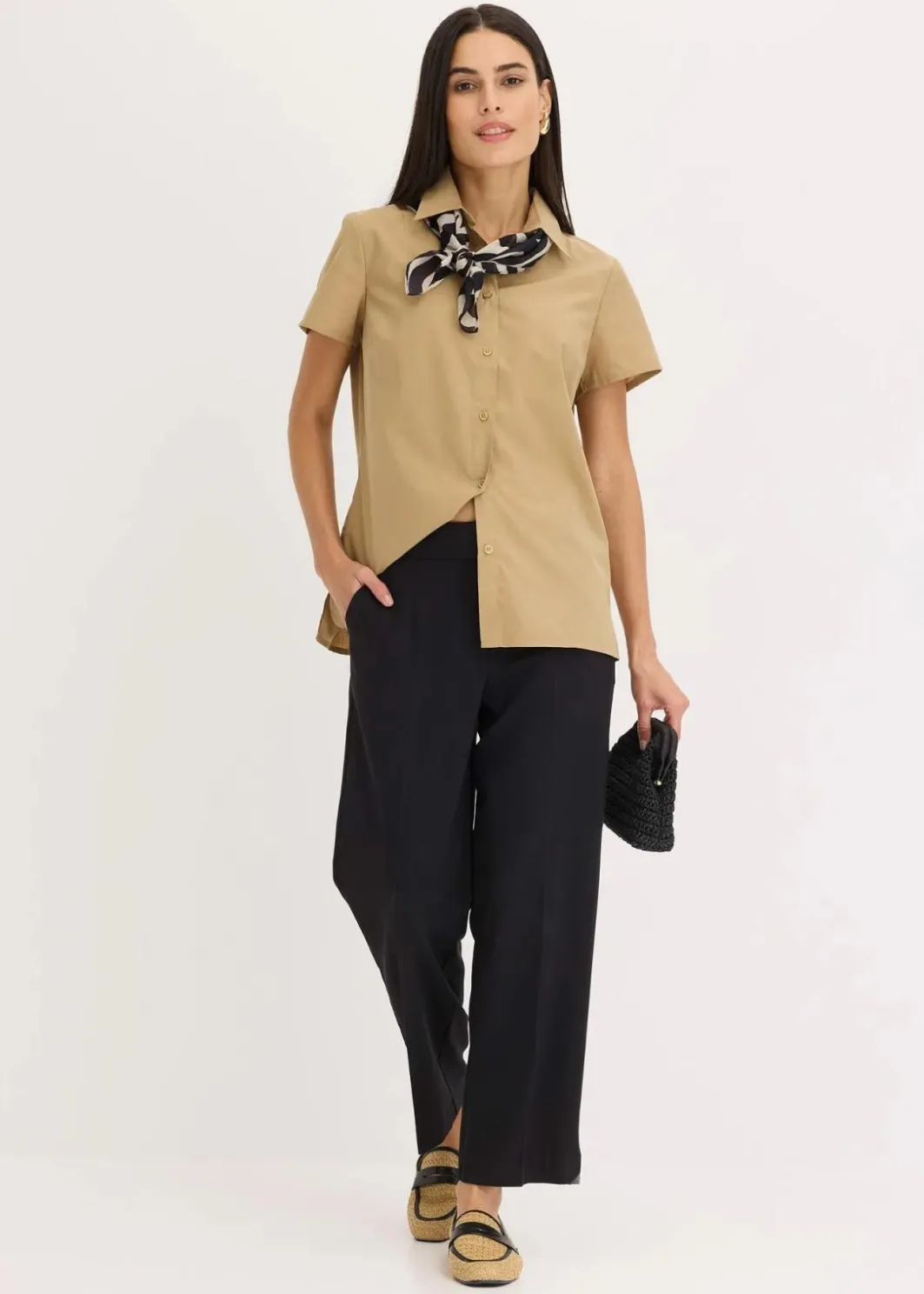 Damen bonprix Blusen & Tuniken|Bekleidung·Jacken & Mäntel|Kurzarmbluse aus Popeline