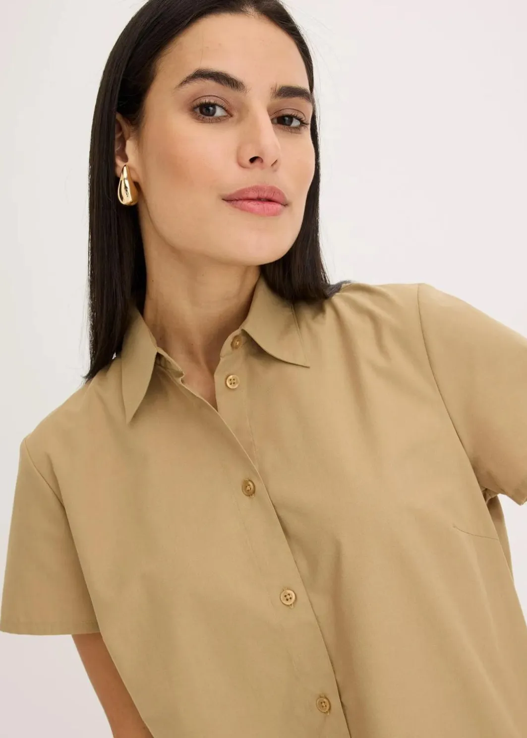 Damen bonprix Blusen & Tuniken|Bekleidung·Jacken & Mäntel|Kurzarmbluse aus Popeline