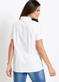 Online Kurzarmbluse aus Popeline Damen Bekleidung·Jacken & Mäntel|Blusen & Tuniken