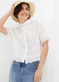 Damen bonprix Bekleidung·Jacken & Mäntel|Blusen & Tuniken|Kurzarmbluse aus reiner Baumwolle