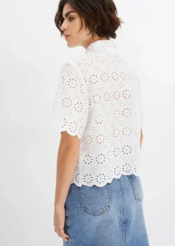 Damen bonprix Bekleidung·Jacken & Mäntel|Blusen & Tuniken|Kurzarmbluse aus reiner Baumwolle