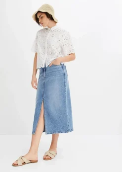 Damen bonprix Bekleidung·Jacken & Mäntel|Blusen & Tuniken|Kurzarmbluse aus reiner Baumwolle