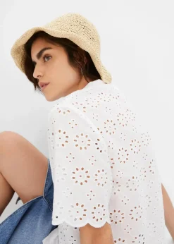 Damen bonprix Bekleidung·Jacken & Mäntel|Blusen & Tuniken|Kurzarmbluse aus reiner Baumwolle