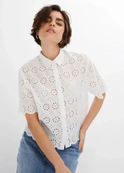 Damen bonprix Bekleidung·Jacken & Mäntel|Blusen & Tuniken|Kurzarmbluse aus reiner Baumwolle