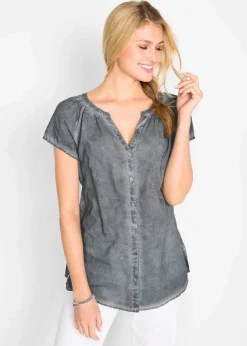 Damen bonprix Bekleidung·Jacken & Mäntel|Blusen & Tuniken|Kurzarmbluse aus reiner Baumwolle