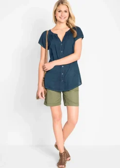 Online Kurzarmbluse aus reiner Baumwolle Damen Blusen & Tuniken|Bekleidung·Jacken & Mäntel