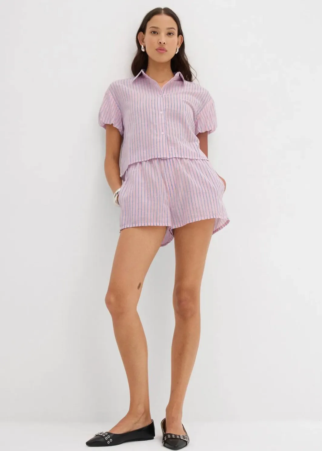 Damen bonprix Blusen & Tuniken|Kurzarmbluse aus reiner Baumwolle