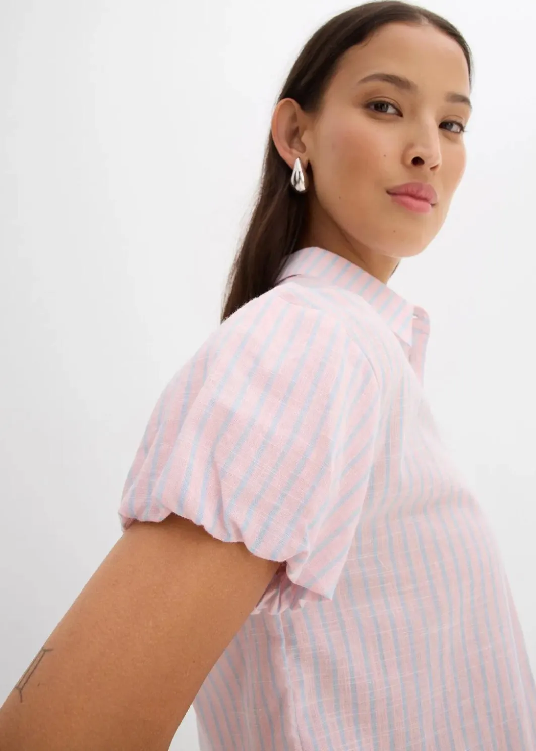 Damen bonprix Blusen & Tuniken|Kurzarmbluse aus reiner Baumwolle