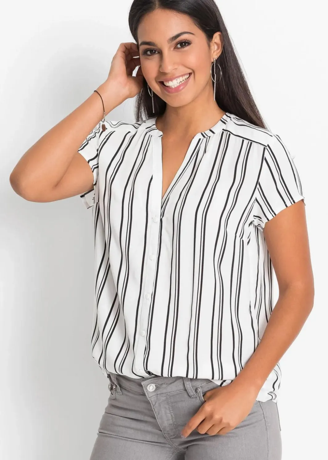 Clearance Kurzarmbluse aus reiner Viskose Damen Blusen & Tuniken|Nachhaltigere Materialien