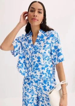 Damen bonprix Bekleidung·Jacken & Mäntel|Blusen & Tuniken|Kurzarmbluse aus softem Viskose-Mix