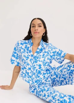 Damen bonprix Bekleidung·Jacken & Mäntel|Blusen & Tuniken|Kurzarmbluse aus softem Viskose-Mix
