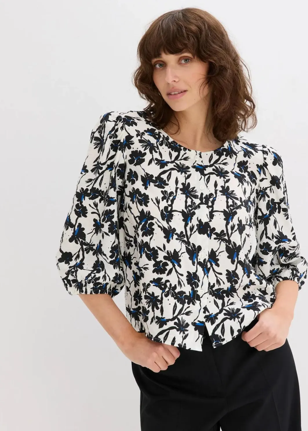 Damen bonprix Blusen & Tuniken|Kurzarmbluse aus strukturiertem Material