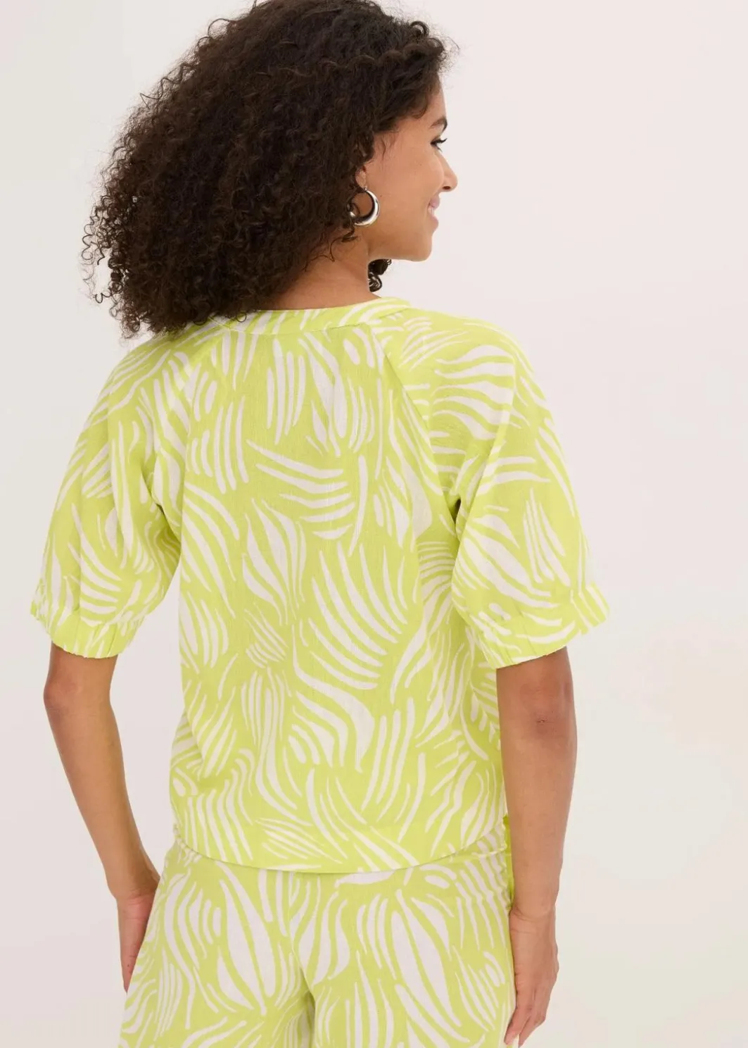 Damen bonprix Bekleidung·Jacken & Mäntel|Blusen & Tuniken|Kurzarmbluse in Leinenoptik