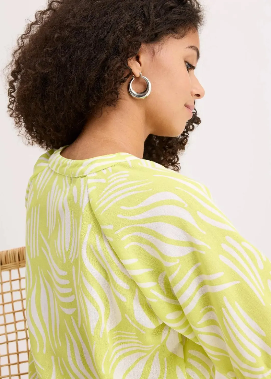 Damen bonprix Bekleidung·Jacken & Mäntel|Blusen & Tuniken|Kurzarmbluse in Leinenoptik