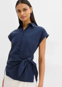 Damen bonprix Bekleidung·Jacken & Mäntel|Blusen & Tuniken|Kurzarmbluse mit Bindedetail