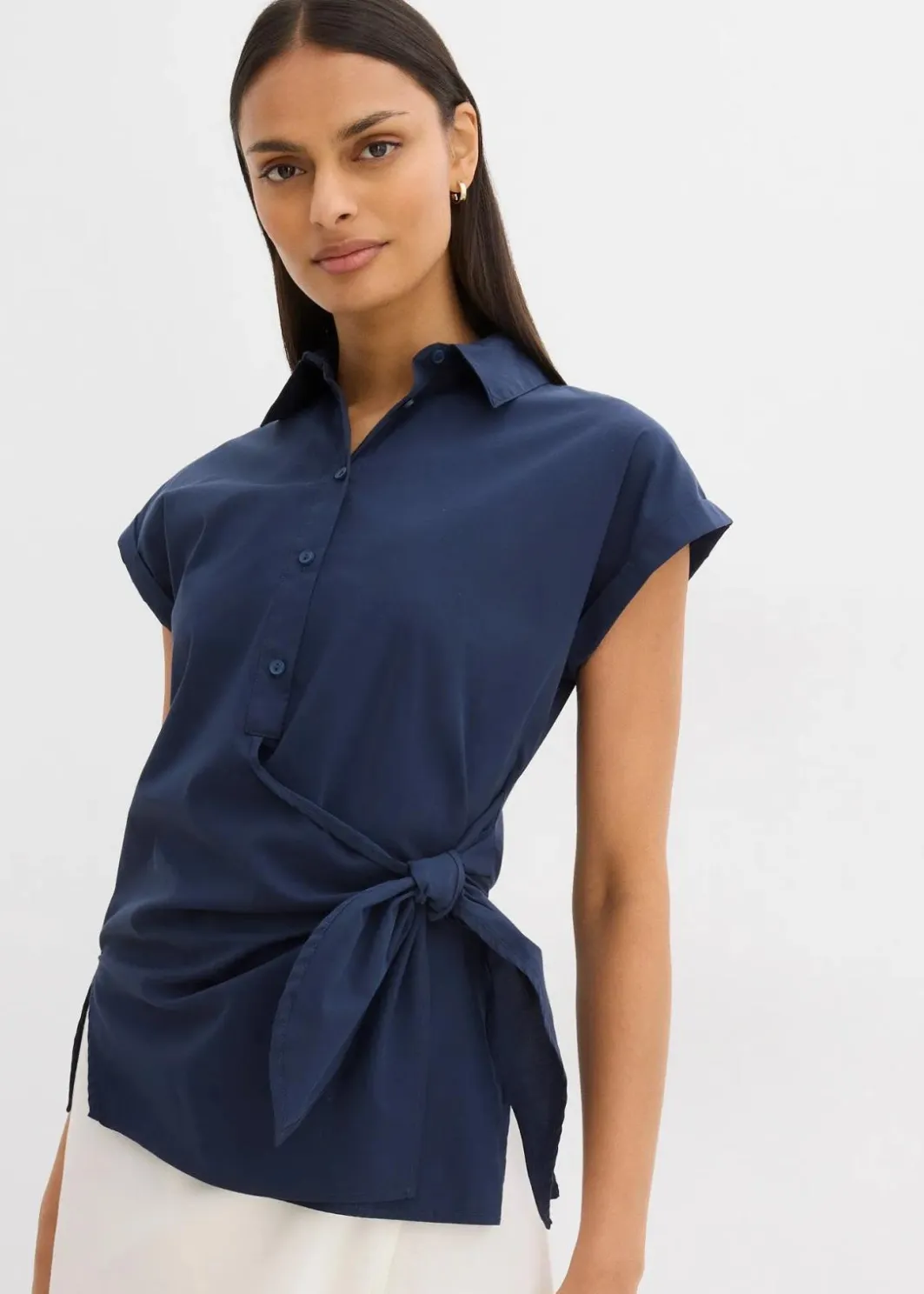 Damen bonprix Bekleidung·Jacken & Mäntel|Blusen & Tuniken|Kurzarmbluse mit Bindedetail