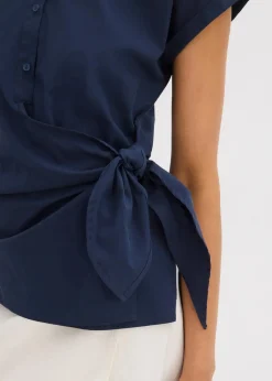 Damen bonprix Bekleidung·Jacken & Mäntel|Blusen & Tuniken|Kurzarmbluse mit Bindedetail