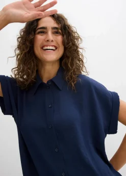 Hot Kurzarmbluse mit recyceltem Polyester Damen Nachhaltigere Materialien|Blusen & Tuniken